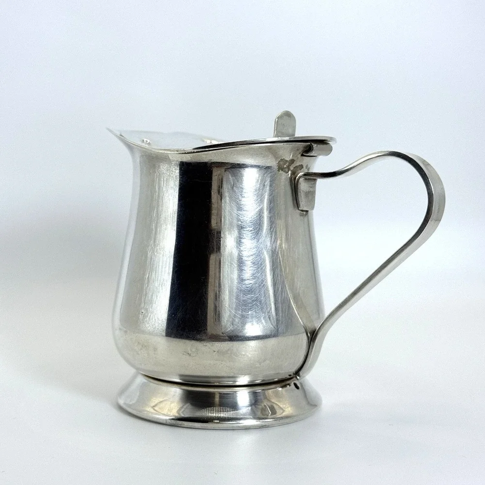 Oneida Silver Plated Creamer Pitcher With Lid Vintage Footed USA 94‎ Hotel Ware